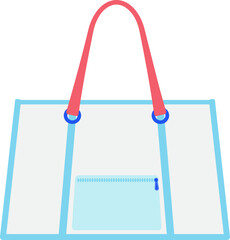 Transparent Beach Tote Bag Illustration for Summer Travel and Vacation Use