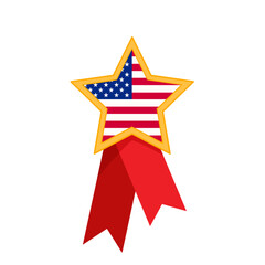 Patriotic gold star award, vector illustration. Award badge with patriotic design.