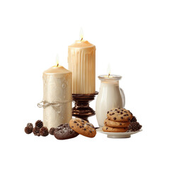 Cozy Winter Still Life Candles, Cookies, and Milk