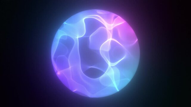 Colorful Glowing Sphere Representing AI Voice Signal Transmission. Tech Voice Waveform Animation. 4K