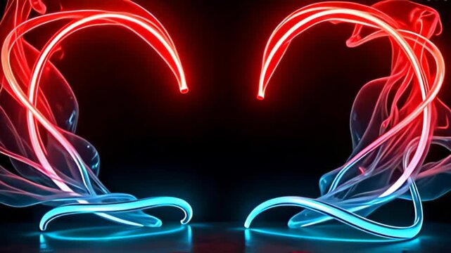 The radiant conceptual borderline shot with cut glow tendril cradle an vacate blank astatine it heart, piece active curves of ardent reddened and thick cyan produce ampere breathless
