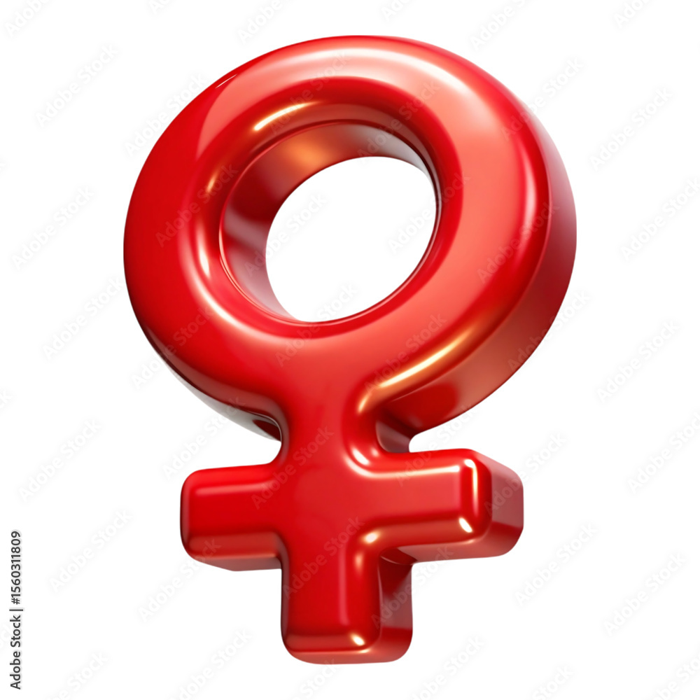 Poster glossy red 3 d rendered venus symbol with highlights and shadows against a black background isolated