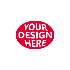 Red badge with bold text for customizable logo or branding mockup. modern and minimalistic style.