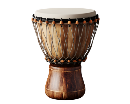 realistic Latin-Asian fusion drum mockup, front view with hybrid design, isolated on transparent background