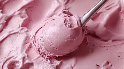A close-up of freshly made gelato being scooped onto a handmade waffle cone.