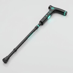 Fototapeta premium Modern Black Cane with Teal Light: Futuristic Design