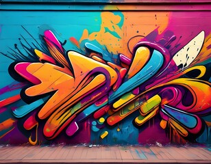 colorful graffiti on urban wall with vibrant abstract shapes