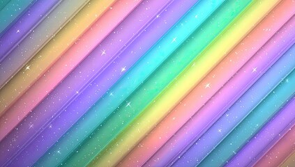 Diagonal pastel rainbow stripes with glitter