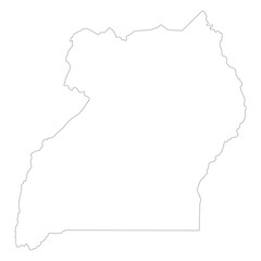 Uganda map. Map of Uganda in white color