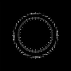 Black and white circle design features detailed radial ticks and numeric indicators for precise measurement.