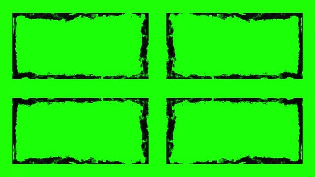 grunge rectangles on green screen video. animation