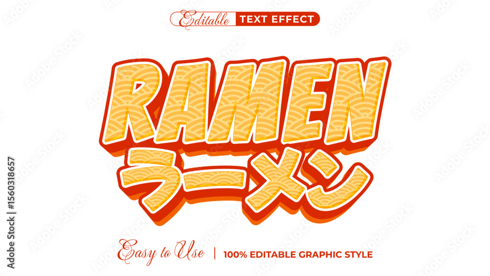 Aufkleber 3d ramen text style effect template editable text effect