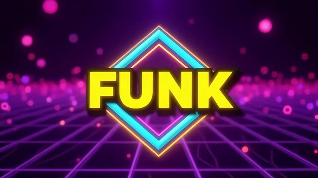 Funk music background retro style neon lights animation loop video