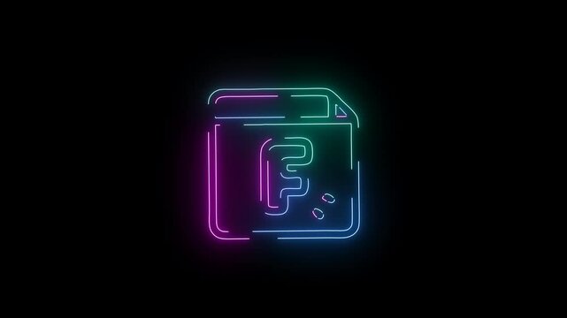 Animated tab icon Neon stylized photoshop file icon suitable for graphic design concepts, digital art projects, technology websites, software illustrations.
