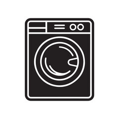 Front Load Washing Machine Black Glyph Silhouette for Laundry and Appliance Designs