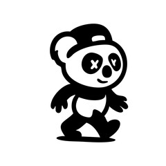 Cute panda walking in a cap