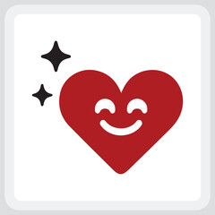 Happy Heart Icon with Sparkling Effect