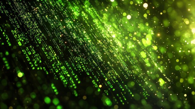 Abstract digital green glow