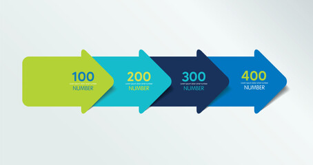 Four step arrow template for presentation. 4 steps options, elements, infographic.