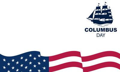 Columbus Day background banner with a ripple flag effect with space for text