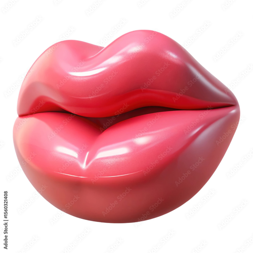 Poster hyperrealistic 3 d render of plump pink lips with glossy texture and subtle highlights isolated on a