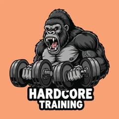 Gorilla illustration with dumbell
