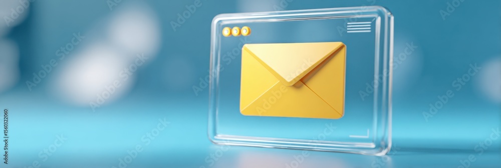 Fototapete digital message inbox glows with a vibrant yellow email symbol, showcasing modern communication tech