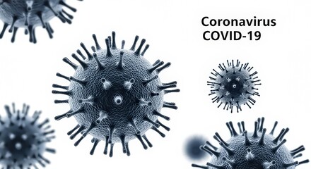 Dark Blue Spiky Microscopic Pathogens Floating on White Background 3d Medical Illustration