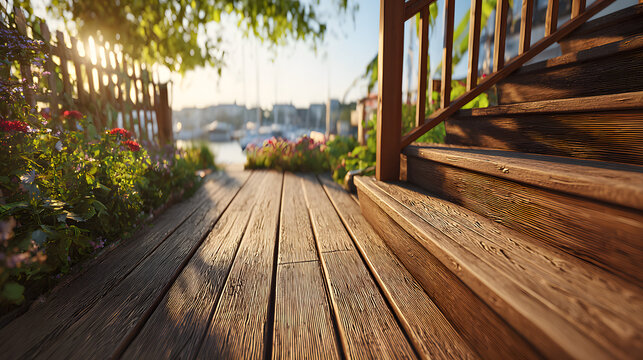 Outdoor Decking with Stairs Made from Trex Material