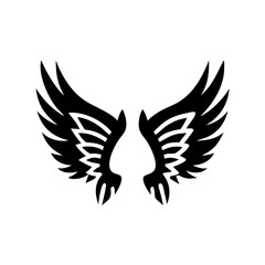 Illustration of two symmetrical black feathered wings