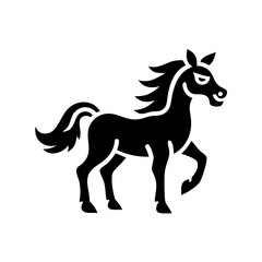Silhouette of a prancing horse with flowing mane and tail