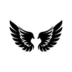 Illustration of two symmetrical black feathered wings