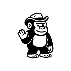 Cartoon gorilla wearing a cowboy hat