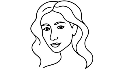 Abstract One-Line Female Face Drawing – Minimalist Line Art Portrait