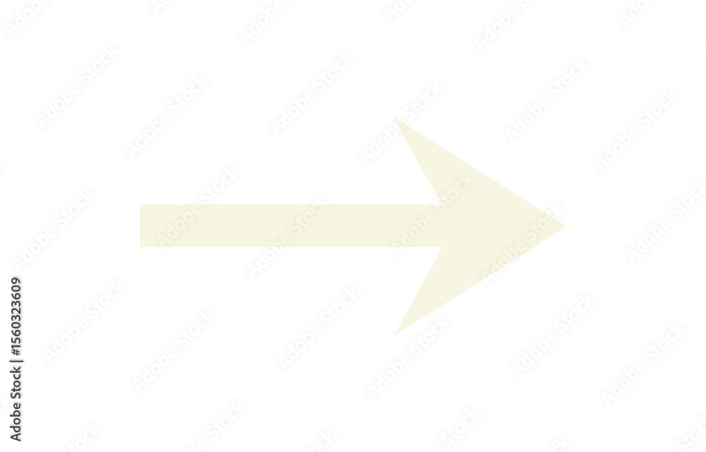 Poster simple light yellow arrow pointing right direction indicating forward movement isolated on transpare