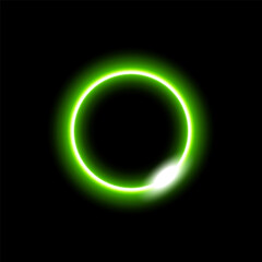 Vibrant green neon circle radiates futuristic energy with soft glowing transitions and intense light.