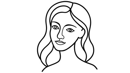 Abstract One-Line Female Face Drawing – Minimalist Line Art Portrait