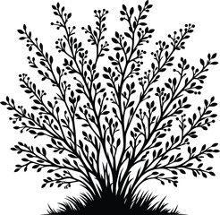 Black silhouette bush & shrub vector illustration isolated on a white background