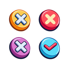 Fototapeta premium Shiny 3D Cancel & Check Icons UI Design Elements