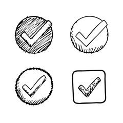 Hand-Drawn Checkmark Icons Four Styles for Design
