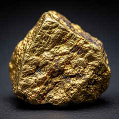 Rough Gold Nugget Showcasing Its Natural Texture And Luster On Dark Background
