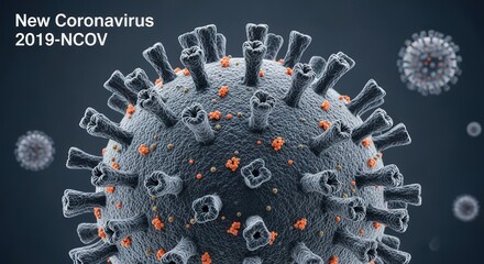 Microscopic 3d Rendered Virus Particle with Spiked Surface on Dark Background