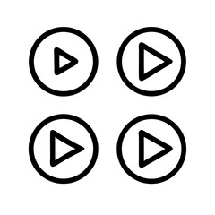 Four Play Button Icons 3D Triangle & Circle Designs