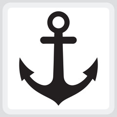 Simple Black Anchor Silhouette on White Background