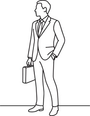 continuous one line art hand drawn of businessman vector art illustration