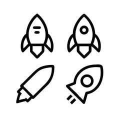 Four Rocket Icons Fiery 3D Rocket, Flat Launch, and More