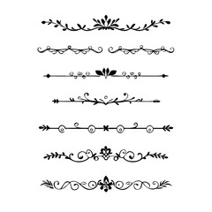 Obraz premium Decorative simple divider. Text dividers retro minimal line separators, Vector isolated geometric wedding card heart separator elements set. Text dividers. . Hand drawn vector illustration. 