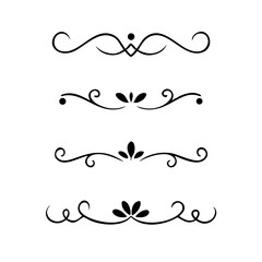 Decorative simple divider. Text dividers retro minimal line separators,  Vector isolated geometric wedding card heart separator elements set. Text dividers. . Hand drawn vector illustration. 
