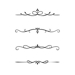 Decorative simple divider. Text dividers retro minimal line separators,  Vector isolated geometric wedding card heart separator elements set. Text dividers. . Hand drawn vector illustration. 
