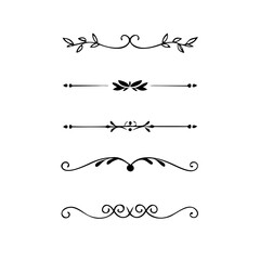 Obraz premium text dividers doodle set. Wedding decorative elements. Divider ornament, borders, floral, vintage line separators. Hand drawn vector illustration isolated on white background. Set page dividers. 